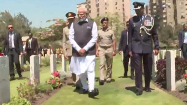 PM Narendra Modi Visits Heliopolis War Cemetery in Egypt’s Cairo To Pay Respects to Indian Soldiers Who Laid Down Their Lives During First World War (See Pics)