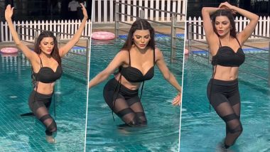 International Yoga Day 2023: Sherlyn Chopra in Black Outfit Shows Off Her Yoga Skills in Pool (Watch Video)