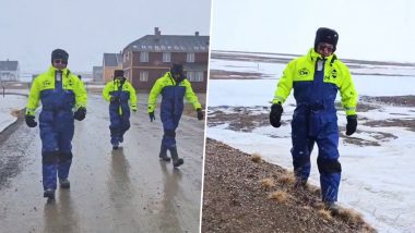Kiren Rijiju in Arctic Circle Video: Union Minister Visits India's Arctic Research Station Himadri at International Arctic Research Base in Svalbard
