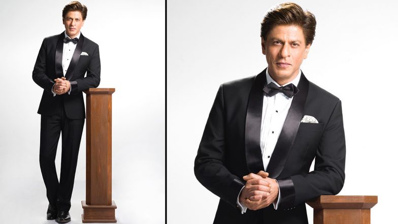 31 Years of Shah Rukh Khan: Pathaan Actor Radiates Effortless Charm in Stunning Black and White Suit (View Pic)