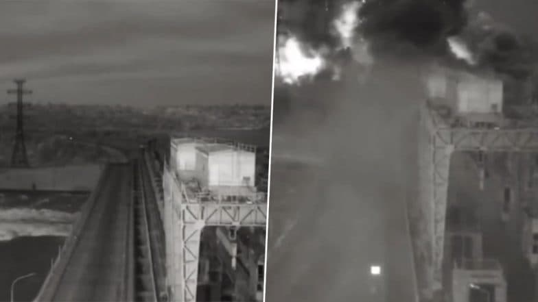 Nova Kakhovka Dam 'Blast' Video Real or Fake? Old CCTV Footage of Blowing Up of Bridge Across Kakhovskaya Hydroelectric Power Station Goes Viral With False Claim