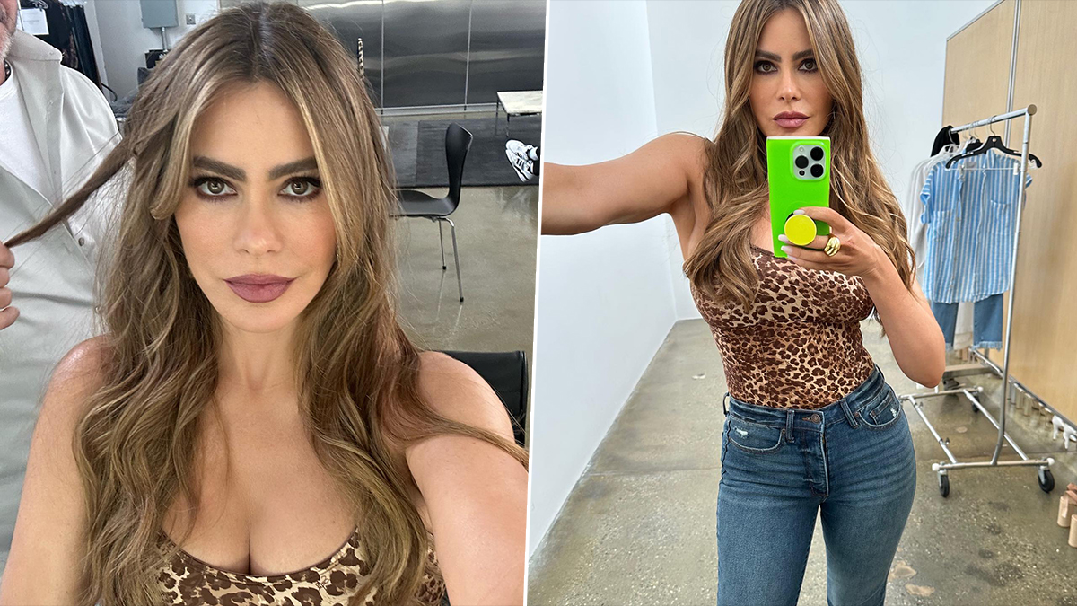 Sofia Vergara Shares Mirror Selfie Wearing Sleeveless Leopard