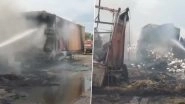 Rajasthan: Five People, Several Cattle Burnt Alive in Fire Caused by Collision Between Three Trucks on Jaipur-Ajmer National Highway Near Dudu (Watch Video)