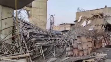 Hyderabad Flyover Collapse: Eight Injured as Part of Slab of Under-Construction Flyover Collapses in LB Nagar Area (Watch Video)