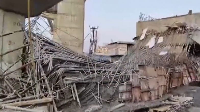 Hyderabad Flyover Collapse: Eight Injured as Part of Slab of Under-Construction Flyover Collapses in LB Nagar Area (Watch Video)