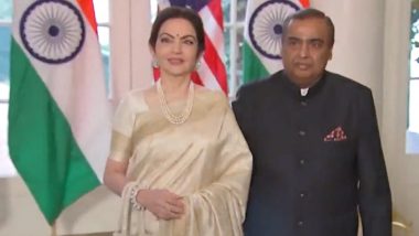 PM Modi State Dinner in US: Mukesh Ambani, Nita Ambani, Google CEO Sunder Pichai, Apple CEO Tim Cook Among Special Guests at White House (Watch Videos)
