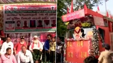 Muslims at Ahmedabad Rath Yatra 2023 Video: Members of Muslim Community Welcome World-Famous Jagannath Rath Yatra in Gujarat City