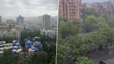 #MumbaiRains: Heavy Monsoon Showers Hit Mumbai, Netizens Share Pics and Videos Rejoicing the Rainy Season