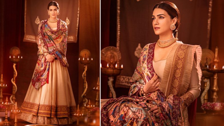 Adipurush: Kriti Sanon Looks Unreal In Beige Anarkali Suit And Lord Ram-Inspired Shawl!