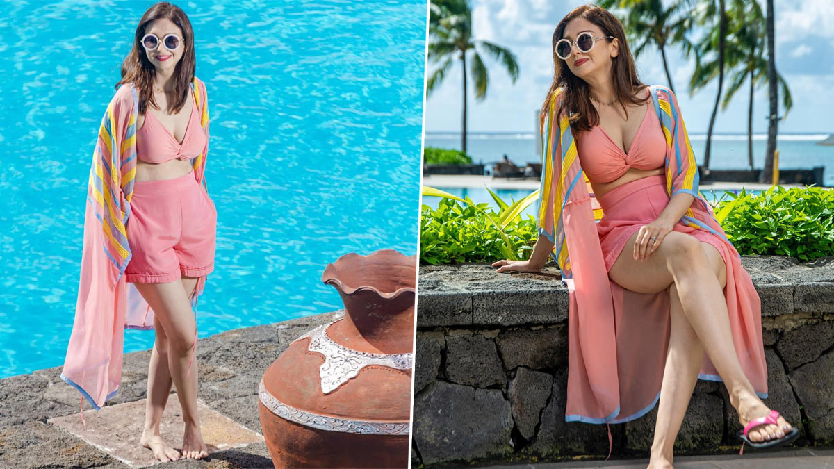 Saumya Tandons Beach Escape BhabhiJi Ghar Par Hain Actress Shines in Pink Shorts and Bralette, Amidst Scenic Beauty of Mauritius (View Pics) 👗 LatestLY