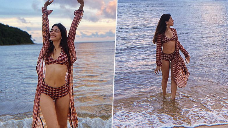 Alaya F Mesmerises In Striking Maroon Checkered Bikini From Her 'Extra Spontaneous' Beach Holdiay (View Pics)