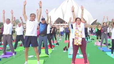 International Yoga Day 2023: Union Minister Meenakashi Lekhi Participates in Yoga Session With Diplomats and Ministry Officials (See Pics)