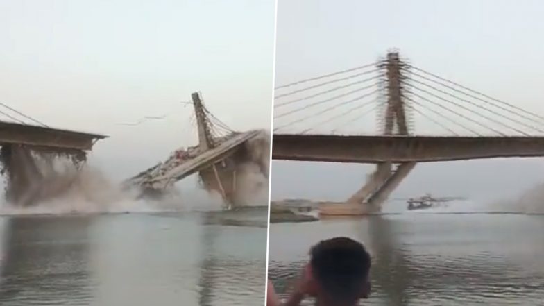 Bihar Bridge Collapse Video: Portion of Under-Construction Bridge Collapses in Bhagalpur