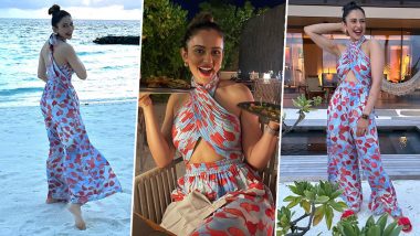 Rakul Preet Singh Radiates Joy and Style in Her Chic Printed Jumpsuit, Creating Magical Moments in Maldives (View Pics)