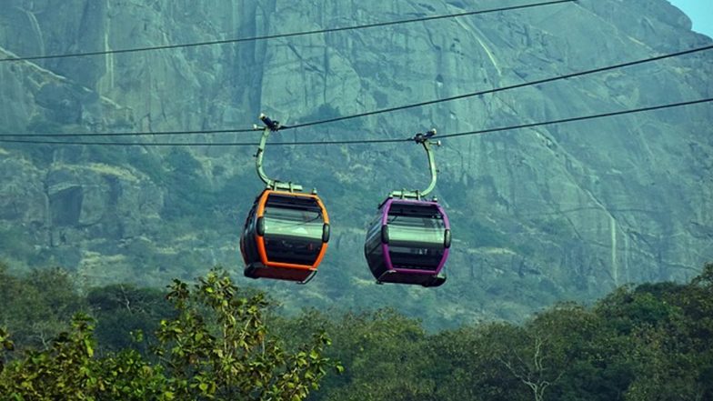 Madhya Pradesh: Six Persons Rescued After Being Trapped in Ropeway Car Due to Gusty Winds in Dewas
