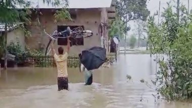 Sikkim Floods: Flash Flood Hits North District, Submerges National Highway 10 at Pegong (Watch Video)