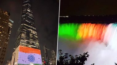 Tricolour on Niagara Falls & World Trade Centre During PM Modi's Visit: Watch Videos of Iconic Sites in US as They Light Up in Tiranga in Honour of Indian Prime Minister