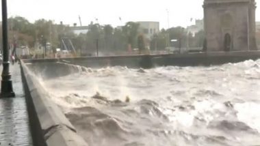 Cyclone Biparjoy: Rough Sea Waves Seen at Gateway of India in Mumbai As Cyclonic Storm Expected To Make Landfall in Gujarat Today (Watch Video)