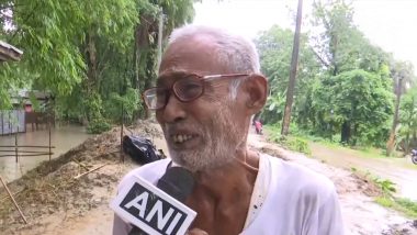 Assam Floods: Elderly Man Breaks Down in Tears, Narrates Ordeal After His House Gets Damaged in Incessant Rains in Nalbari (Watch Video)