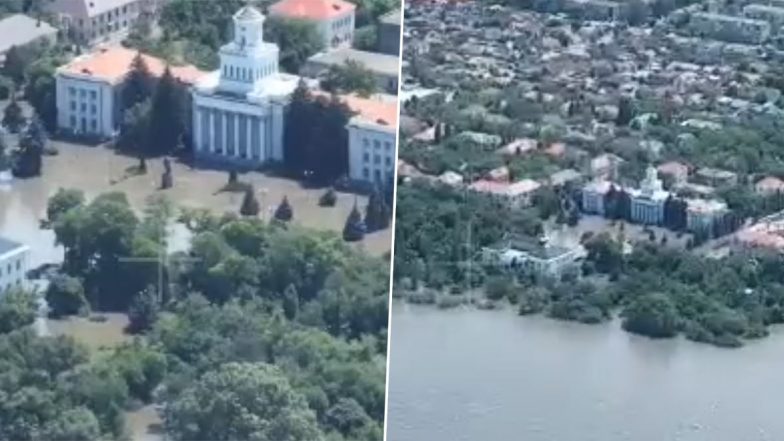 VIDEO: Flooding of Dnipro River in Southern Ukraine After Nova Kakhovka Dam Collapse During Russia-Ukraine War