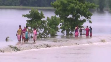 Assam Floods Photos and Videos: Situation Grim in Several Parts, 1.2 Lakh People Affected Due to Incessant Rains; IMD Issues Orange Alert as Heavy Rainfall Likely To Continue