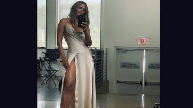 Halle Berry Shares Mirror Selfie in a Sexy High Slit Off-white Satin Gown! (View Pic)