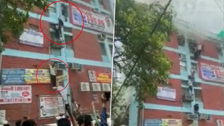 Delhi Fire: Massive Blaze Erupts at Coaching Centre in Mukherjee Nagar Area; 11 Fire Tenders on Spot and Rescue Operation Underway (Watch Video)