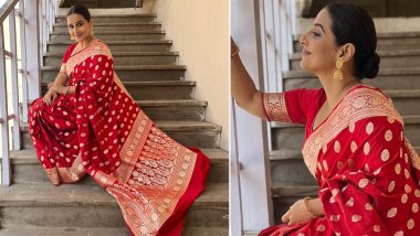 Vidya Balan Looks Ethereal in Red Silk Sari, Check Breathtaking Pictures of The Dirty Picture Actor