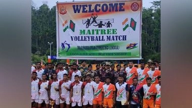 India News | Meghalaya: BSF, BGB Play Friendly 'Maitree' Volleyball Match on Indo-Bangla Border