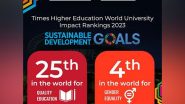 Business News | Times Higher Education (THE) Ranks MAHE 25th Globally for Quality Education and 4th for Gender Equality in 2023 Impact Ranking