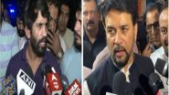 India News | Wrestlers Bajrang Punia, Sakshi Malik Reach Anurag Thakur's Residence for Talks