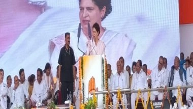 India News | Congress Leader Priyanka Gandhi Announces 5 Guarantees for People of MP During Election Campaign Launch in Jabalpur
