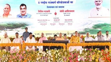 India News | CM Yogi, Union Minister Gadkari Lay Foundation Stone of Road Projects Worth Rs 6,215 Crore in UP's Deoria