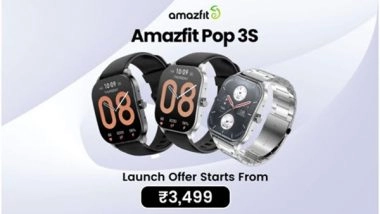 Business News | Amazfit Pop 3S Bluetooth Phone Call Smartwatch with Curved and Metallic Design Launching on June 16th