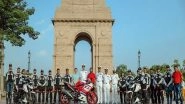 Business News | Indian Navy Partners with TVS Motor Company as Part of Its 'Azadi Ka Amrit Mahotsav' Celebrations; Rides Atop TVS Apache Motorcycles Across Pristine Ladakh