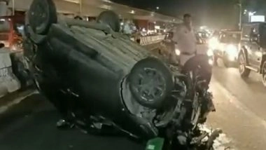 India News | Delhi: 1 Injured as Car Turns Turtle, Hits Two-wheeler