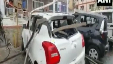 India News | Cyclone Biparjoy: Strong Gusty Winds Shatter Glass Windows, Damage Vehicles in Rajasthan