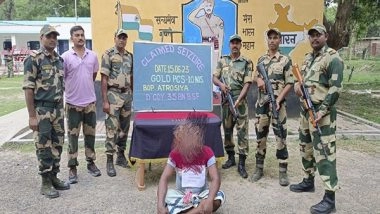 India News | West Bengal: BSF Nabs Smuggler with Gold Worth over Rs 16 Lakh in Murshidabad