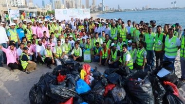 World News | Indian Embassy in Kuwait Organises Beach Cleaning Drive, 500 Volunteers Take Part