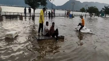 India News | Rajasthan: Anasagar Lake Overflows After Heavy Rains in Ajmer