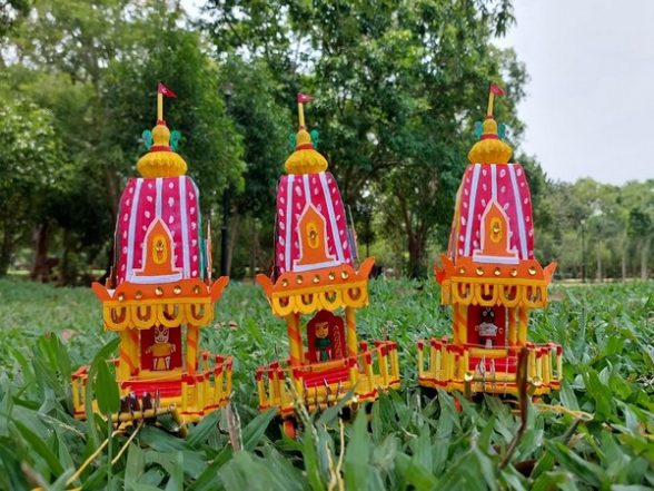 India News | Odisha-based Miniature Artist Crafts Eco-friendly Chariots of Holy Trinity Ahead of Jagannath Puri Rath Yatra - Vimarsana News