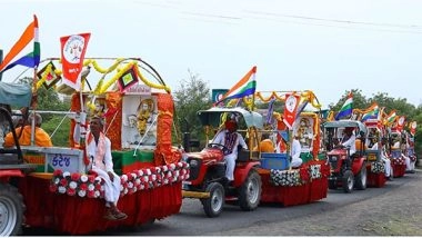 Business News | Captain Tractor Sets New World Record with Spiritual Pilgrimage Featuring 70 Identical Mini Tractors