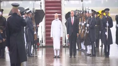 World News | PM Modi Accorded Ceremonial Welcome, Guard of Honour Upon Arriving at Washington DC
