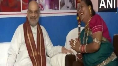 India News | Chhattisgarh: Amit Shah Meets Padma Shri Singer Usha Barle During BJP's 'Maha Jansampark Abhiyan'