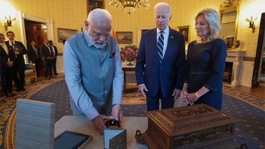 World News | US President, First Lady Jill Biden Welcome PM Modi at White House for State Dinner, Guests Include Several Big-wigs