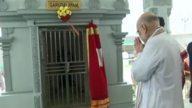 Jammu and Kashmir: Amit Shah Offers Prayer at Tirupati Balaji Temple in Jammu (Watch Video)