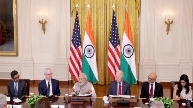 World News | Tech Cooperation Will Define This Partnership: President Biden at 'Hi-tech Handshake' Event with Top CEOs from US, India