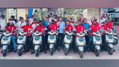 Business News | TVS Motor Company Strengthens Its Electrification Journey; Announces Association with Zomato to Accelerate Last Mile Green Deliveries