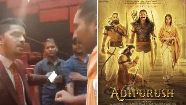 Adipurush: Protestors Stop Screening of Prabhas’ Film at a Theatre in Nalasopara, Members of Hindu Organisations Indulge in Verbal Spat With Multiplex Staff (Watch Video)