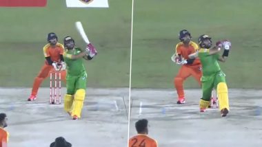 Alishan Sharafu Does a Rinku Singh! Batsman Hits Five Sixes in an Over During Ajman T10 Match, Video Viral